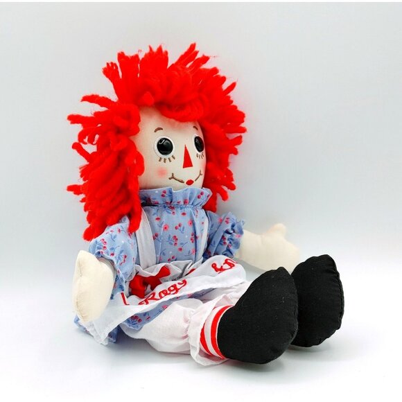 Raggedy Ann Doll by Aurora 12” Hasbro 2012 Cloth Blue Check Dress - Picture 2 of 6